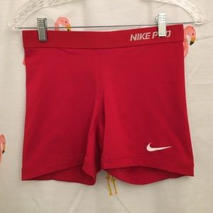 Red Nike Pro Spandex Shorts